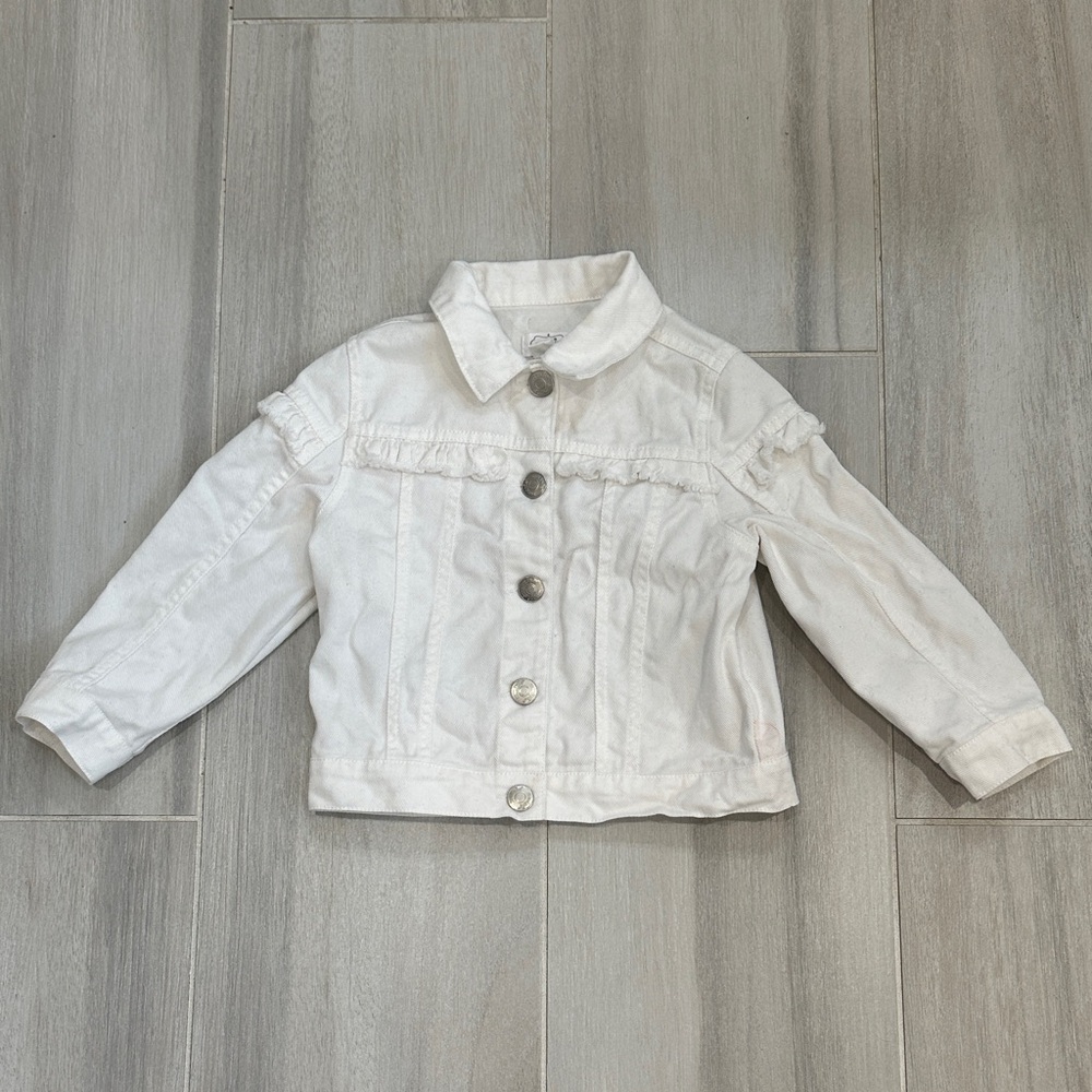 mud pie 2-3T Toddler Kids White Denim Fringe Jacket